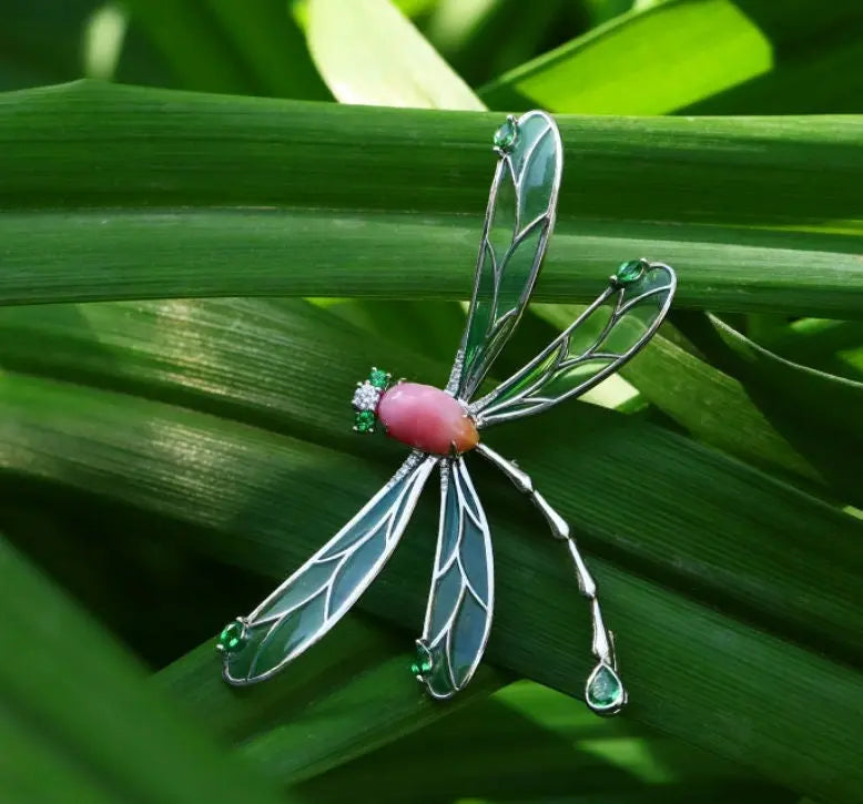 Dragonfly 2.26Ct Queen Conch Pearl Brooch (Customize), 18K White Gold Brooch, Conch Pearl, Insect Inspire Jewelry, Pink Pearl Brooch Etsy