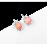 5.83Carat Queen Conch Pearl & White Diamond Earrings 18K White Gold Cluster Earrings, Pearls Strombus Gigas Etsy
