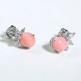 5.83Carat Queen Conch Pearl & White Diamond Earrings 18K White Gold Cluster Earrings, Pearls Strombus Gigas Etsy