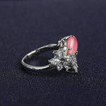 2.16Ct Queen Conch Pearl Ring & White Diamond, 18k Solid White Gold Cluster Ring, Strombus Gigas, Flamed Pink, Engagement Ring, Etsy