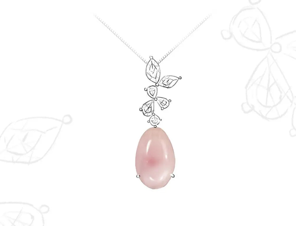 Queen Conch Pearl Necklace - 1.74ct with White Diamonds in 18K White Gold Etsy