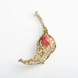 Alocasia 18K Brooch with 2.49Ct Queen Conch Pearl, 18k Solid Yellow Gold Brooch, Natural Queen Conch Pearl, White Sappihre Gold Brooch Etsy