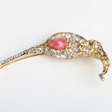Alocasia 18K Brooch with 2.49Ct Queen Conch Pearl, 18k Solid Yellow Gold Brooch, Natural Queen Conch Pearl, White Sappihre Gold Brooch Etsy