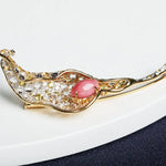 Alocasia 18K Brooch with 2.49Ct Queen Conch Pearl, 18k Solid Yellow Gold Brooch, Natural Queen Conch Pearl, White Sappihre Gold Brooch Etsy