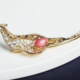Alocasia 18K Brooch with 2.49Ct Queen Conch Pearl, 18k Solid Yellow Gold Brooch, Natural Queen Conch Pearl, White Sappihre Gold Brooch Etsy