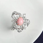 Bowknot 3.32Ct Queen Conch Pearl 18K Gold Ring & White Diamond, 18k Solid White Gold Statement Ring, Two Way Jewelry Etsy