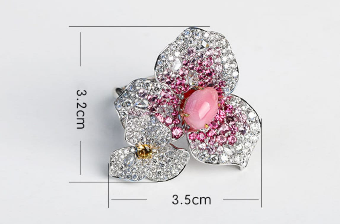 Queen Conch Pearl  Diamond Ring - 18K Gold Bougainvillea Flower Jewelry Etsy