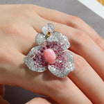 Queen Conch Pearl  Diamond Ring - 18K Gold Bougainvillea Flower Jewelry Etsy