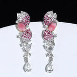 2.33Ct Queen Conch Pearl Earrings & Diamond 18K Flower Earrings 18K Solid White Gold Flower Earrings, Strombus Gigas, Flamed Pink Pearl Etsy