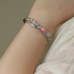 2.2Ct Queen Conch Pearl Bangle & Diamond, Spinel 18K Bangle, 18K Solid White Gold Bangle , Strombus Gigas, Flamed Pink Pearl Etsy