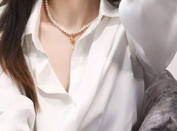 AAA Luster Pearl Gourd Choker - 18K Gold Pearl Strand Etsy