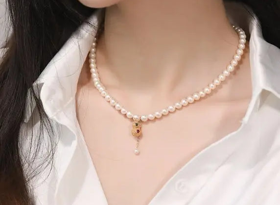 AAA Luster Pearl Gourd Choker - 18K Gold Pearl Strand Etsy