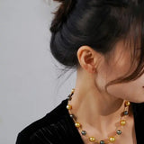 AAAA+ 12mm Tahitian Peacock Green Pearls Beaded Necklace, 14K Yellow Gold Etsy