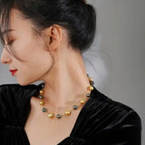AAAA+ 12mm Tahitian Peacock Green Pearls Beaded Necklace, 14K Yellow Gold Etsy