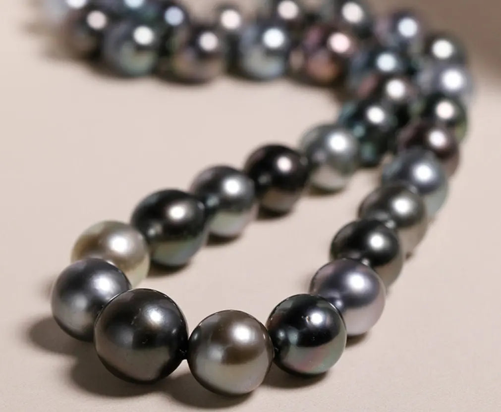 8mm-12mm Natural Mixed Color Tahitian Pearl Beaded Necklace, Multi High Luster Pearls Necklace, Gift for Mom, Black Silver Seawater Pearls Etsy