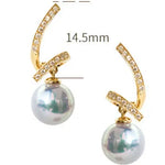 5A+ Japan Akoya Pearl Free Form Earrings, 18k Solid Yellow Gold Whirl Earrings, Natural White Diamonds Earrings, Christmas Gift Idea for GF Etsy