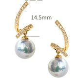 5A+ Japan Akoya Pearl Free Form Earrings, 18k Solid Yellow Gold Whirl Earrings, Natural White Diamonds Earrings, Christmas Gift Idea for GF Etsy