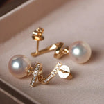 5A+ Japan Akoya Pearl Free Form Earrings, 18k Solid Yellow Gold Whirl Earrings, Natural White Diamonds Earrings, Christmas Gift Idea for GF Etsy