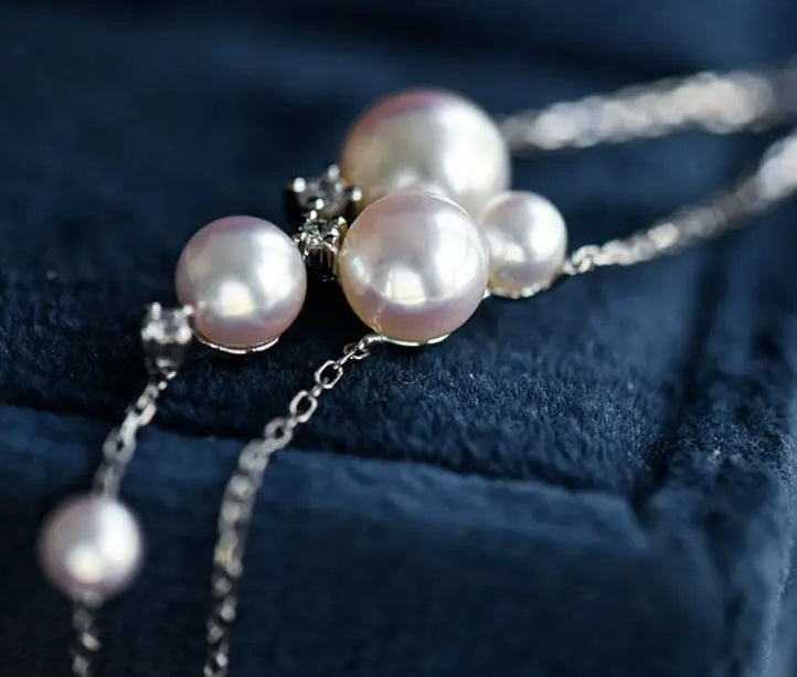 Galaxy Akoya Pearl Diamonds 18K Gold Necklace, Universe Inspired Necklace, 18K Yellow Solid Gold Necklace, Diamonds Cluster Necklace Etsy