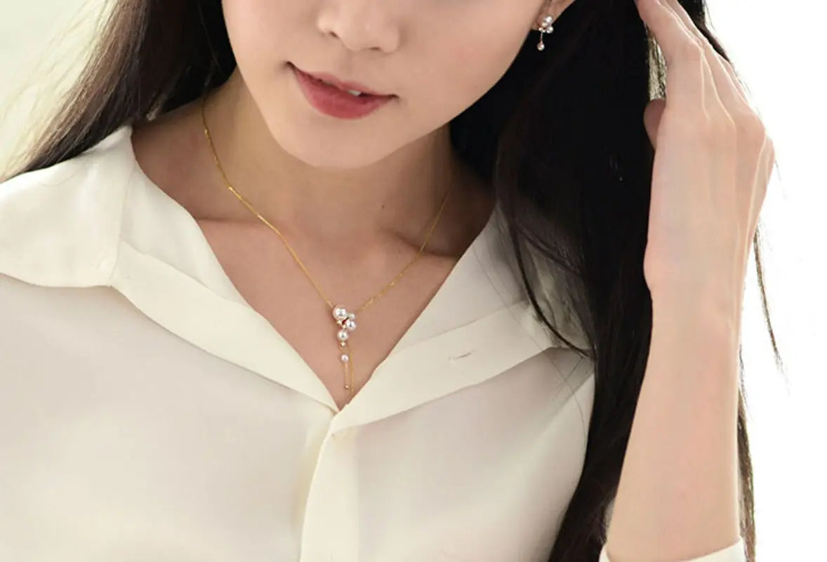 Galaxy Akoya Pearl Diamonds 18K Gold Necklace, Universe Inspired Necklace, 18K Yellow Solid Gold Necklace, Diamonds Cluster Necklace Etsy