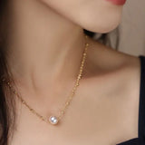 Unique Design 18K Chain with Akoya Pearl Necklace, 18K Yellow Gold Necklace, Christmas Gift Idea Etsy