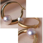 Natural Akoya Pearl 18K Solid Yellow Gold Jewelry Set, Heavy Gold Jewelry, Japan Akoya Ring Earrings, Minimalist Pearl Wedding Jewelry Etsy
