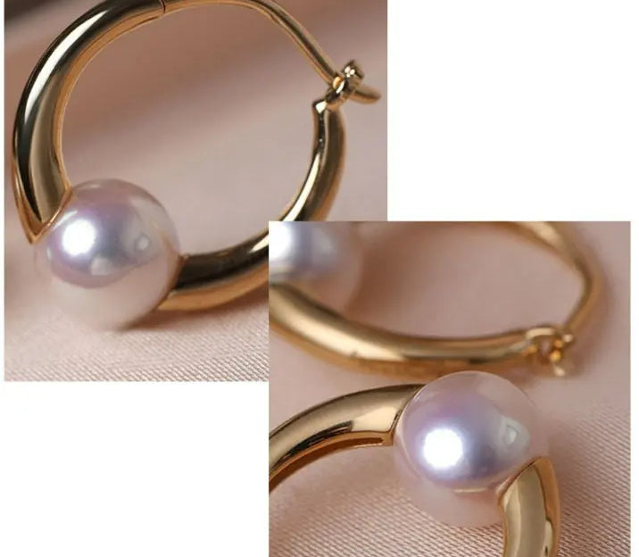 18K Gold Akoya Pearl Ring Earrings Set - Yellow Gold Etsy