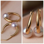 Natural Akoya Pearl 18K Solid Yellow Gold Jewelry Set, Heavy Gold Jewelry, Japan Akoya Ring Earrings, Minimalist Pearl Wedding Jewelry Etsy