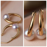 18K Gold Akoya Pearl Ring Earrings Set - Yellow Gold Etsy
