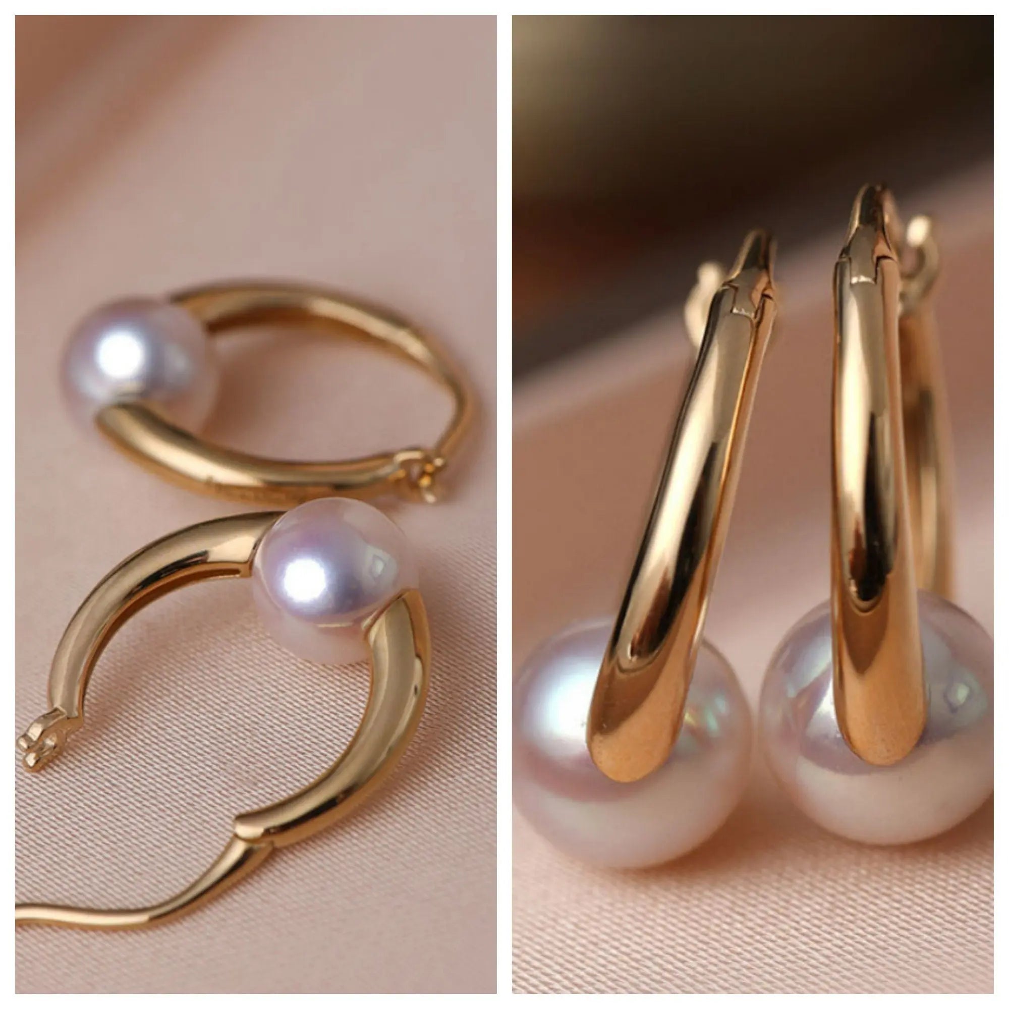 18K Gold Akoya Pearl Ring Earrings Set - Yellow Gold Etsy