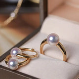 18K Gold Akoya Pearl Ring Earrings Set - Yellow Gold Etsy