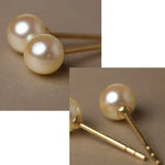 Superier Akoya Golden Pearl Stud Earrings, 18k Solid Yellow Gold Earrings, Minimalist Champagne Pearl Earring Etsy