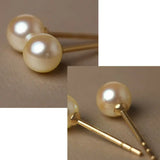 Superier Akoya Golden Pearl Stud Earrings, 18k Solid Yellow Gold Earrings, Minimalist Champagne Pearl Earring Etsy