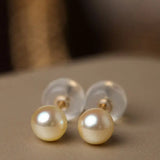 Superier Akoya Golden Pearl Stud Earrings, 18k Solid Yellow Gold Earrings, Minimalist Champagne Pearl Earring Etsy