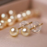 Superier Akoya Golden Pearl Stud Earrings, 18k Solid Yellow Gold Earrings, Minimalist Champagne Pearl Earring Etsy