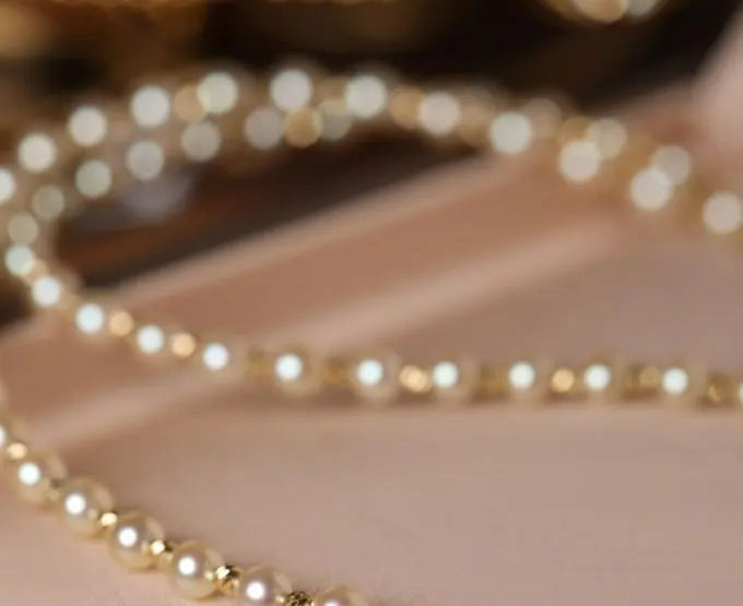 5A+ Akoya Golden Pearl Beaded 18K Gold Necklace Etsy