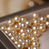 5A+ Akoya Golden Pearl Beaded 18K Gold Necklace Etsy