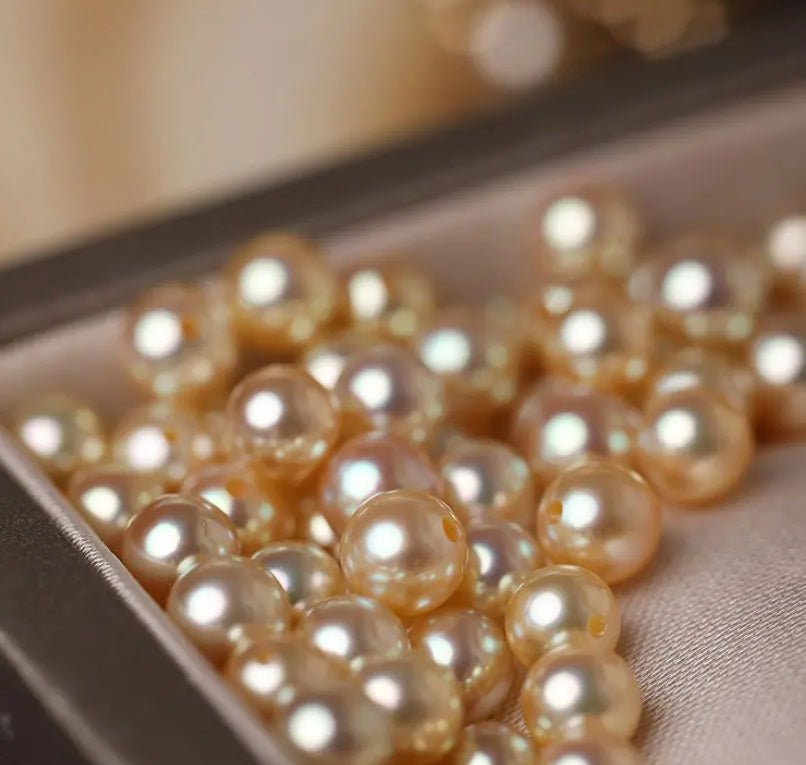 5A+ Akoya Golden Pearl Beaded 18K Gold Necklace Etsy