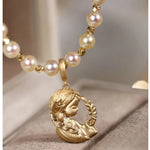 5A+ Akoya Golden Pearl Beaded 18K Gold Necklace Etsy