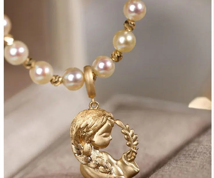 5A+ Akoya Golden Pearl Beaded 18K Gold Necklace Etsy
