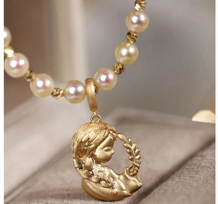 5A+ Akoya Golden Pearl Beaded 18K Gold Necklace Etsy