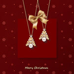 Christmas Tree Necklace, Freshwater White Pearl & White Diamond Necklace Handmade 18k Gold Plated Vermeil Necklace, Anniversary Gift Idea - LaCorserArtJewelry