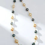 AAAA+ 12mm Tahitian Peacock Green Pearls Beaded Necklace, 14K Yellow Gold Etsy
