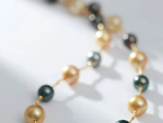 AAAA+ 12mm Tahitian Peacock Green Pearls Beaded Necklace, 14K Yellow Gold Etsy
