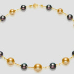 AAAA+ 12mm Tahitian Peacock Green Pearls Beaded Necklace, 14K Yellow Gold Etsy