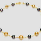 AAAA+ 12mm Tahitian Peacock Green Pearls Beaded Necklace, 14K Yellow Gold Etsy