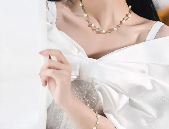 Natural High Luster White Pearl Necklace & Bracelets, Handmade Beaded Pearl Jewelry Set, Sterling Silver Pearls Jewelry Etsy