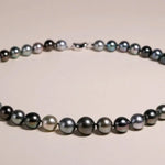 8mm-12mm Natural Mixed Color Tahitian Pearl Beaded Necklace, Multi High Luster Pearls Necklace, Gift for Mom, Black Silver Seawater Pearls Etsy