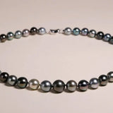 8mm-12mm Natural Mixed Color Tahitian Pearl Beaded Necklace, Multi High Luster Pearls Necklace, Gift for Mom, Black Silver Seawater Pearls Etsy