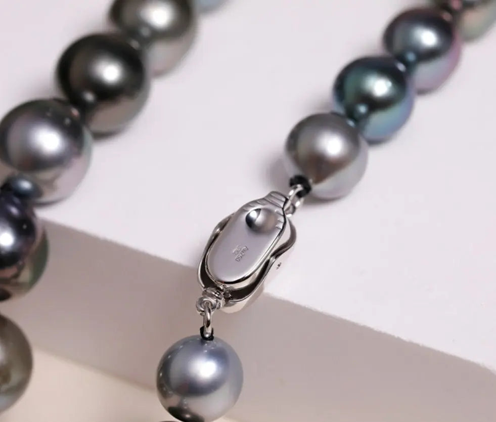 8mm-12mm Natural Mixed Color Tahitian Pearl Beaded Necklace, Multi High Luster Pearls Necklace, Gift for Mom, Black Silver Seawater Pearls Etsy
